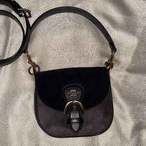 Coach Black and Brown Crossbody SADDLE Bag